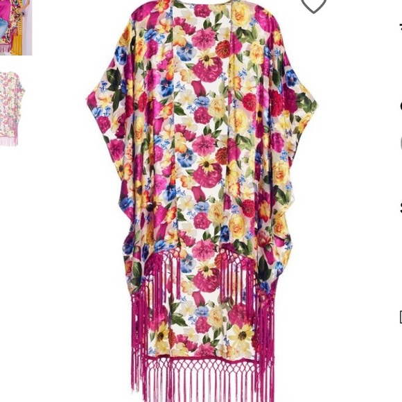 πΊHost Pick πΊ Firm Price Boston Proper Floral Fringe Kimono Jacket M/L - Picture 2 of 7